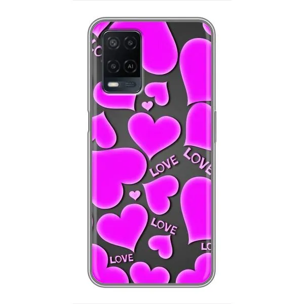 Чехол с принтом «Pink hearts» для OPPO A54