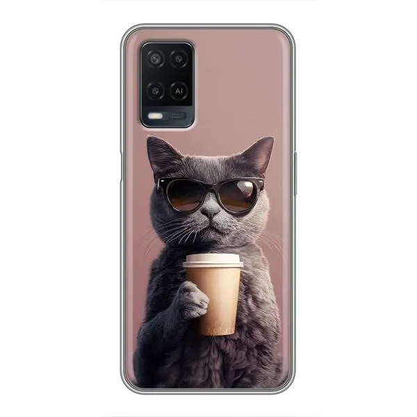 Чехол с принтом «Кот с кофе» для OPPO A54 Чехол с принтом «Кот с кофе» для OPPO A54