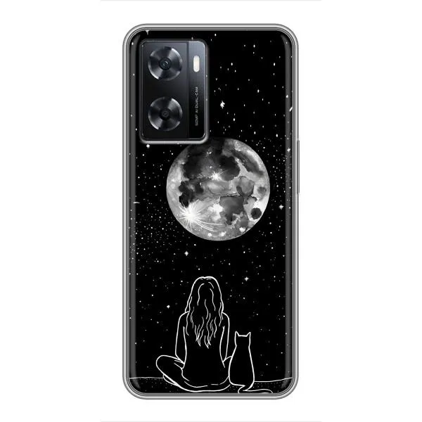 Чехол с принтом «Девушка с котом» для OPPO A57s