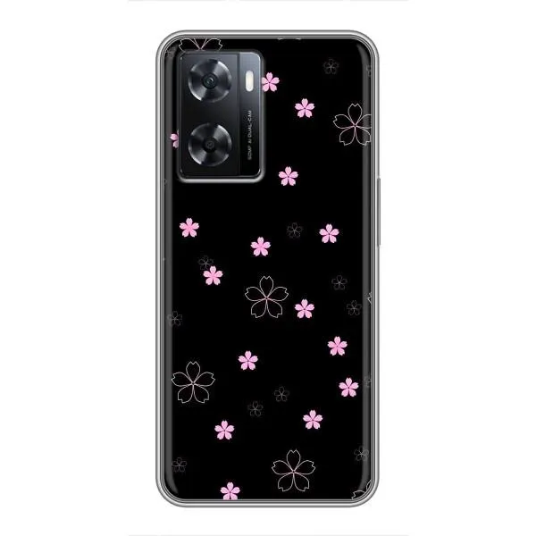 Чехол с принтом «Розовые цветы на черном» для OPPO A57s Чехол с принтом «Розовые цветы на черном» для OPPO A57s