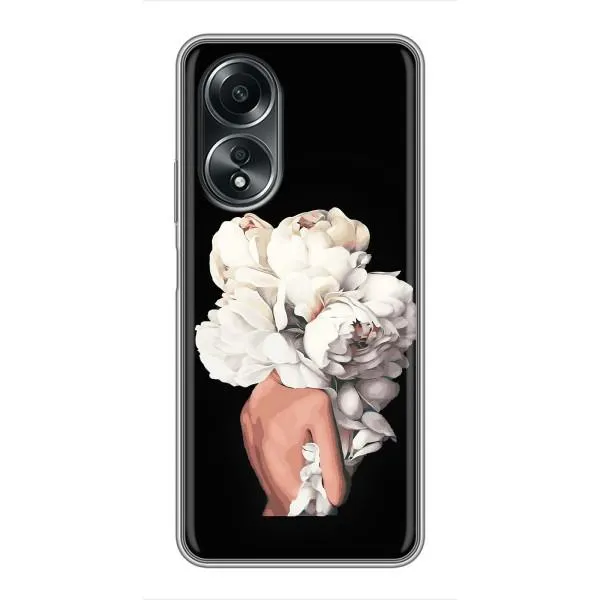 Чехол с принтом «Белые цветы» для OPPO A58 (4G)