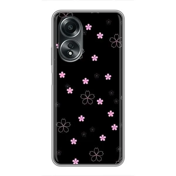 Чохол з принтом «Рожеві квіти на чорному» для OPPO A58 (4G)