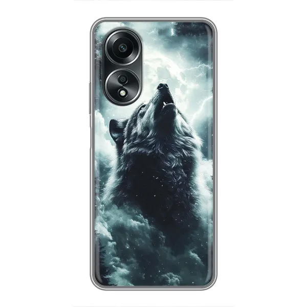 Чехол с принтом «Волк в облаках» для OPPO A58 (4G)