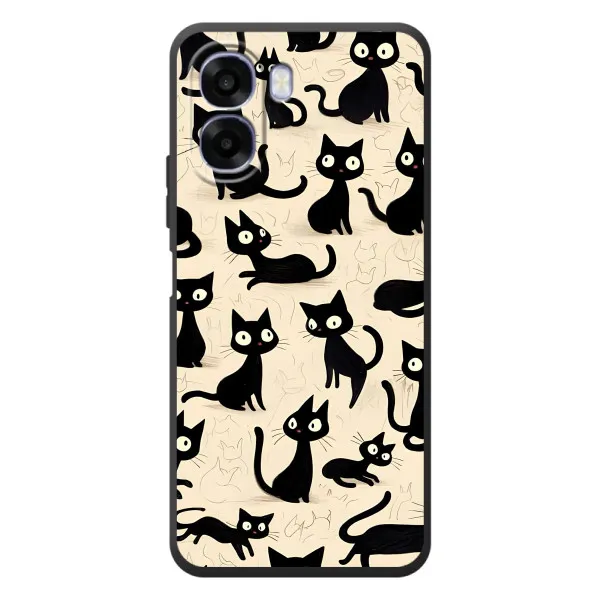Чохол з принтом «Чорні коти» для OPPO A6x