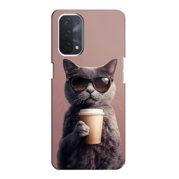 Чехол с принтом «Кот с кофе» для OPPO A74 (5G)