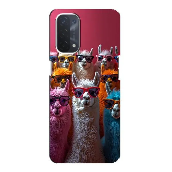 Чехол с принтом «Ламы в очках» для OPPO A74 (5G)