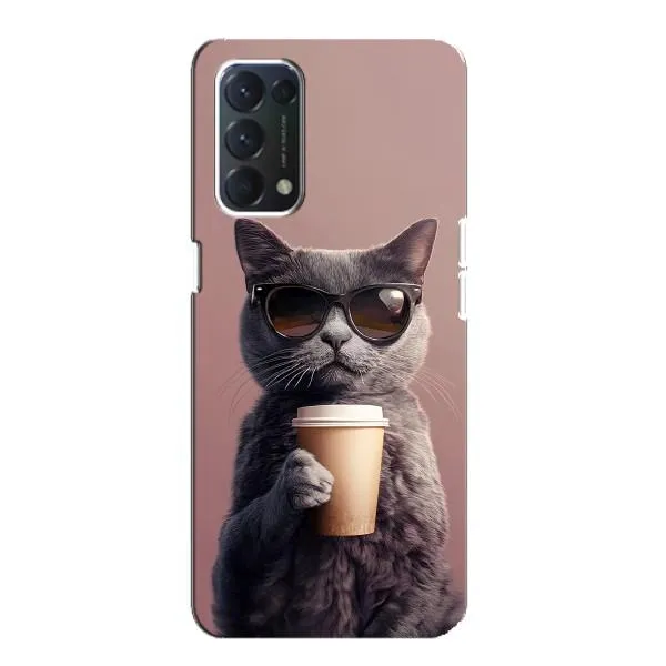 Чохол з принтом «Кіт з кавою» для OPPO A74 Чохол з принтом «Кіт з кавою» для OPPO A74