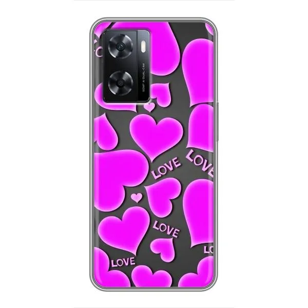 Чехол с принтом «Pink hearts» для OPPO A77