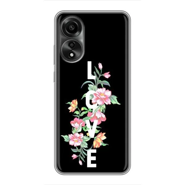 Чехол с принтом «Цветы LOVE» для OPPO A78 (4G)