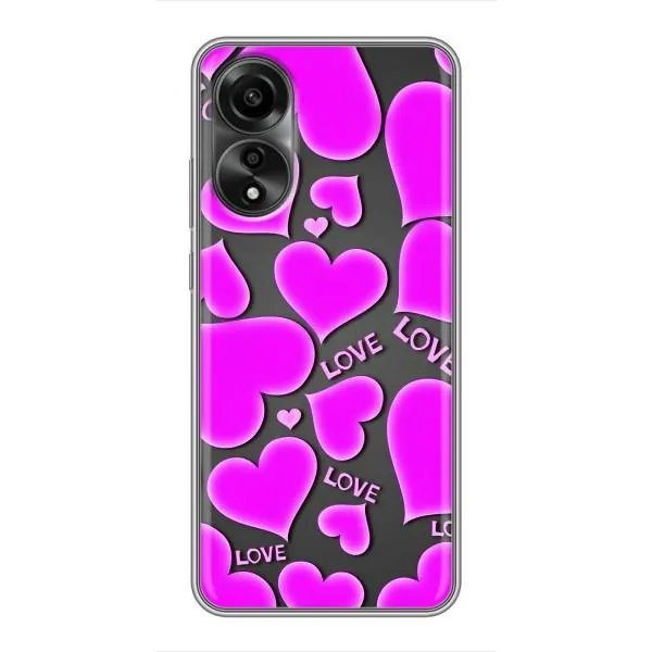 Чехол с принтом «Pink hearts» для OPPO A78 (4G)