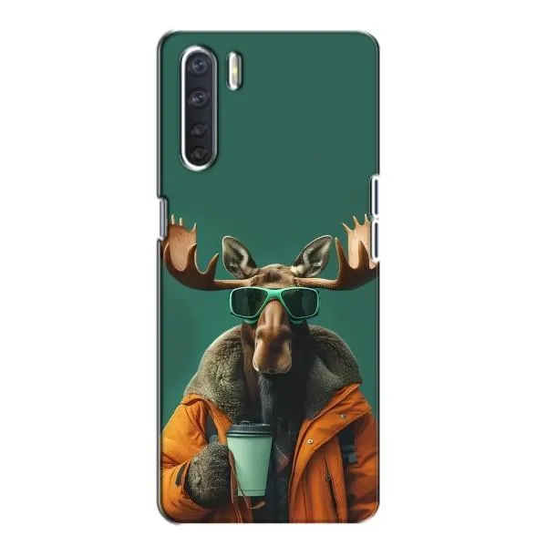 Чехол с принтом «Лось с кофе» для OPPO A91