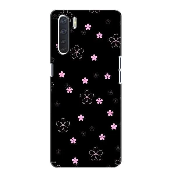 Чехол с принтом «Розовые цветы на черном» для OPPO A91