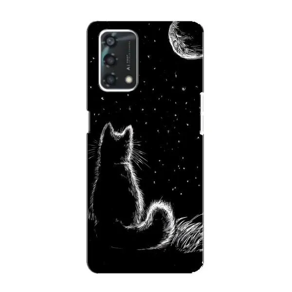 Чехол с принтом «Котик и луна» для OPPO A95 Чехол с принтом «Котик и луна» для OPPO A95