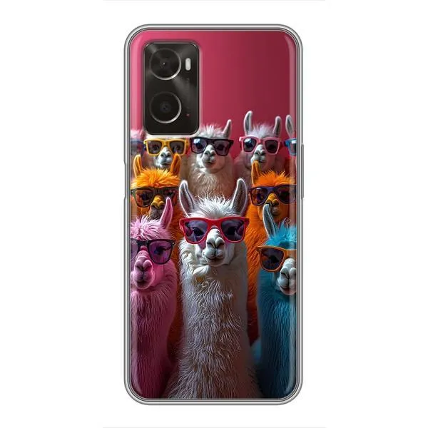Чехол с принтом «Ламы в очках» для OPPO A96