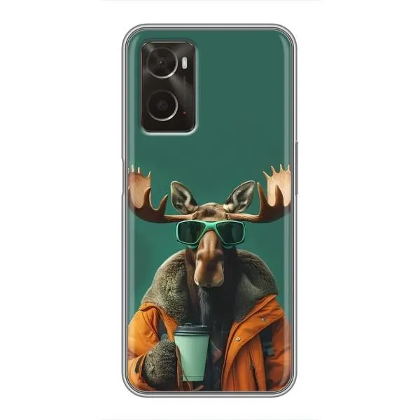 Чехол с принтом «Лось с кофе» для OPPO A96