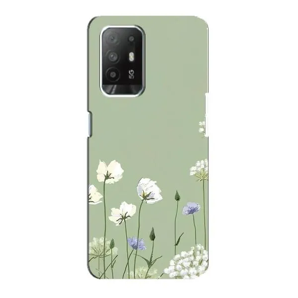 Чехол с принтом «Цветы на зеленом» для OPPO F19 Pro Plus 5G