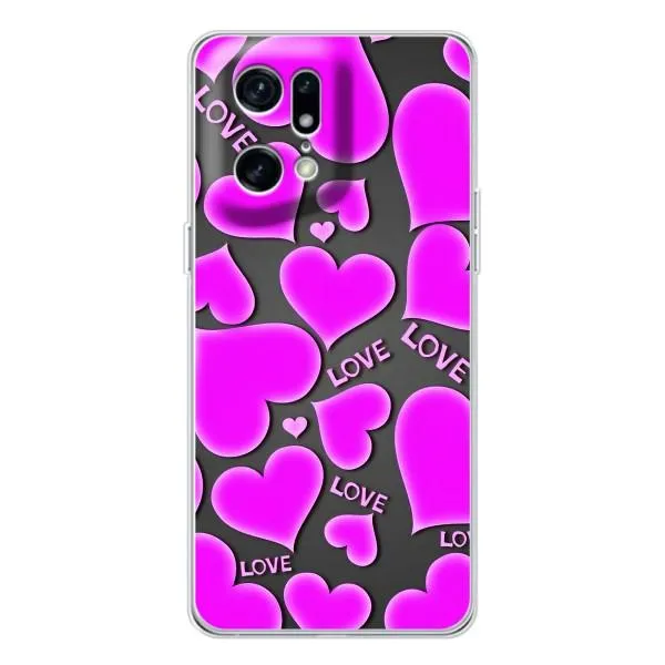 Чехол с принтом «Pink hearts» для OPPO Find X5 Pro