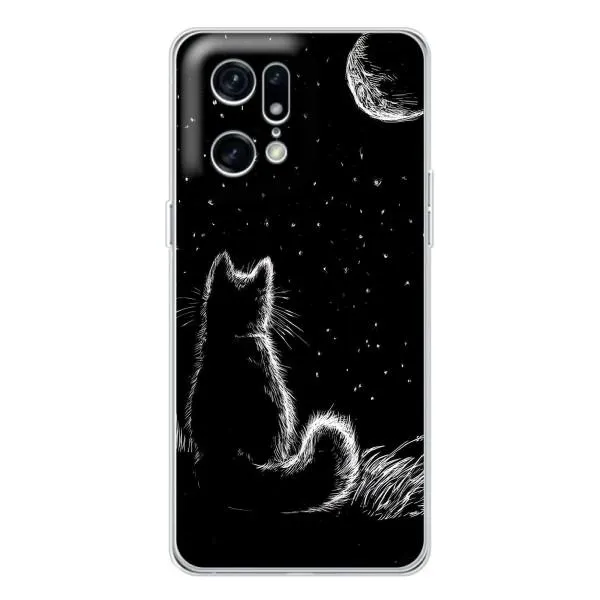 Чехол с принтом «Котик и луна» для OPPO Find X5 Pro Чехол с принтом «Котик и луна» для OPPO Find X5 Pro