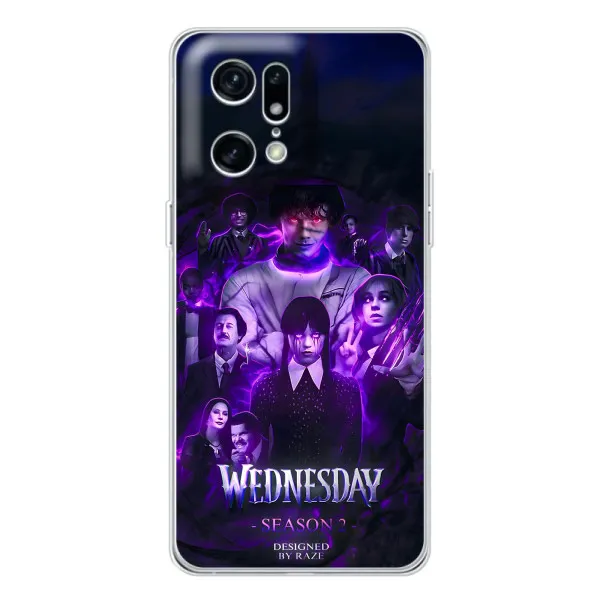 Чохол з принтом «Фіолетова магія Венздей» для OPPO Find X5 Pro