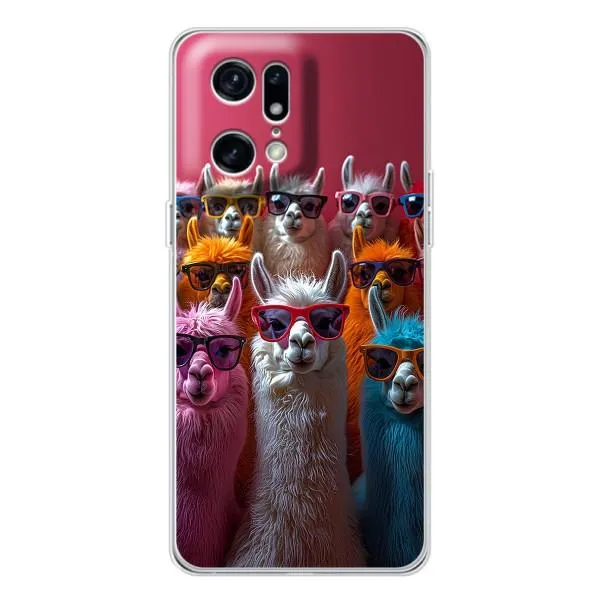 Чехол с принтом «Ламы в очках» для OPPO Find X5 Pro