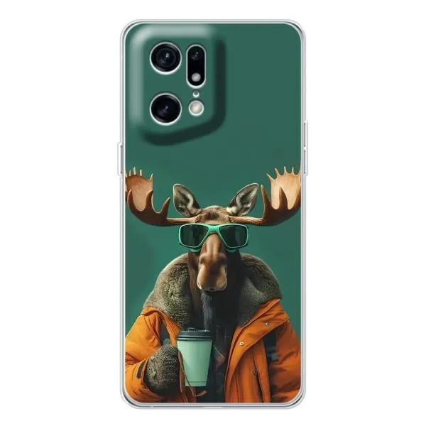 Чехол с принтом «Лось с кофе» для OPPO Find X5 Pro