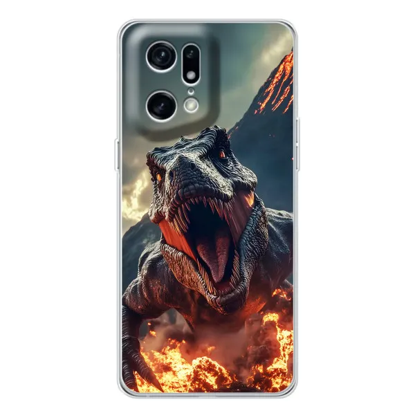 Чохол з принтом «Вогняний динозавр» для OPPO Find X5 Pro