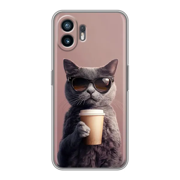 Чехол с принтом «Кот с кофе» для OPPO K14x
