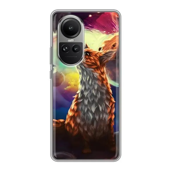 Чехол с принтом «Лисица в космосе» для OPPO Reno 10 Pro