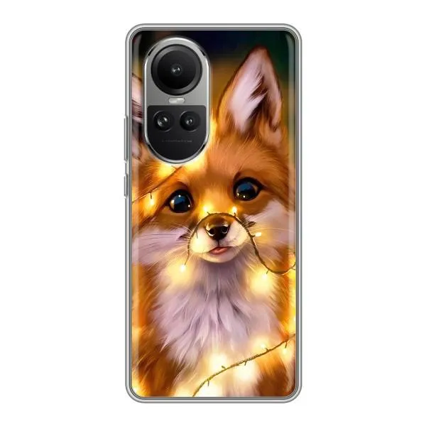 Чехол с принтом «Лисичка в гирляндах» для OPPO Reno 10 Pro