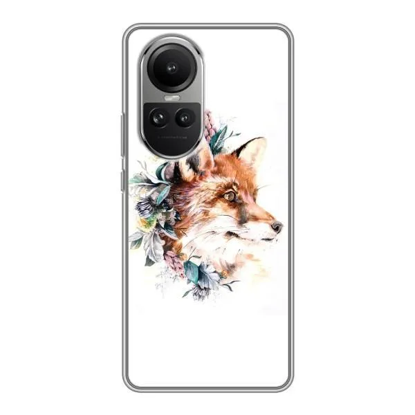 Чехол с принтом «Лисичка в цветочках» для OPPO Reno 10 Pro