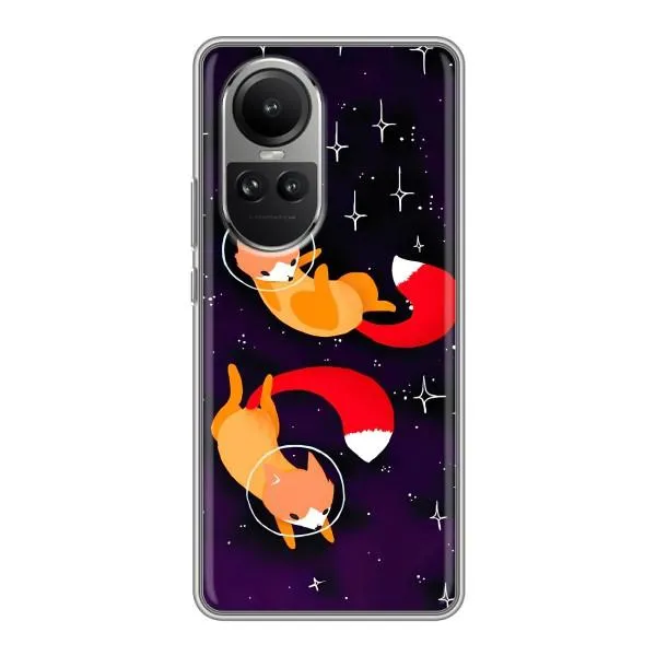 Чехол с принтом «Лисички космонавты» для OPPO Reno 10 Pro