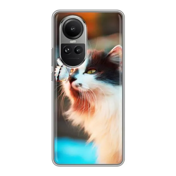 Чехол с принтом «Котик с бабочкой» для OPPO Reno 10 Pro