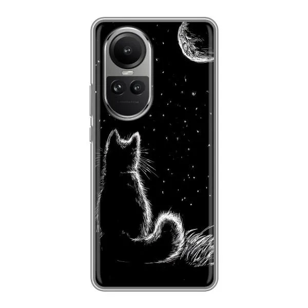Чехол с принтом «Котик и луна» для OPPO Reno 10 Pro