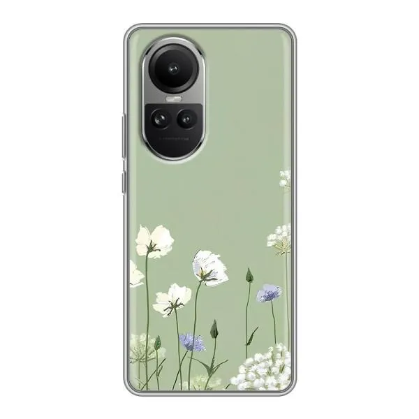Чехол с принтом «Цветы на зеленом» для OPPO Reno 10 Pro