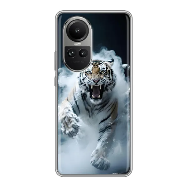 Чехол с принтом «Белый тигр в дыму» для OPPO Reno 10 Чехол с принтом «Белый тигр в дыму» для OPPO Reno 10