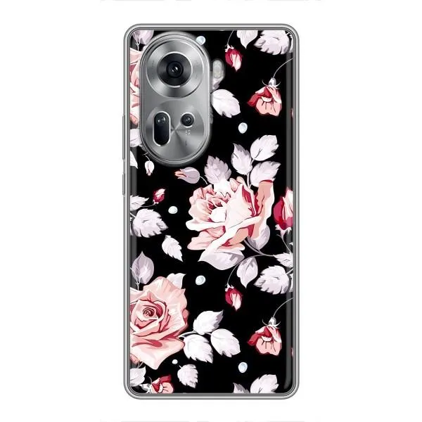 Чехол с принтом «Цветочки на черном» для OPPO Reno 11 5G
