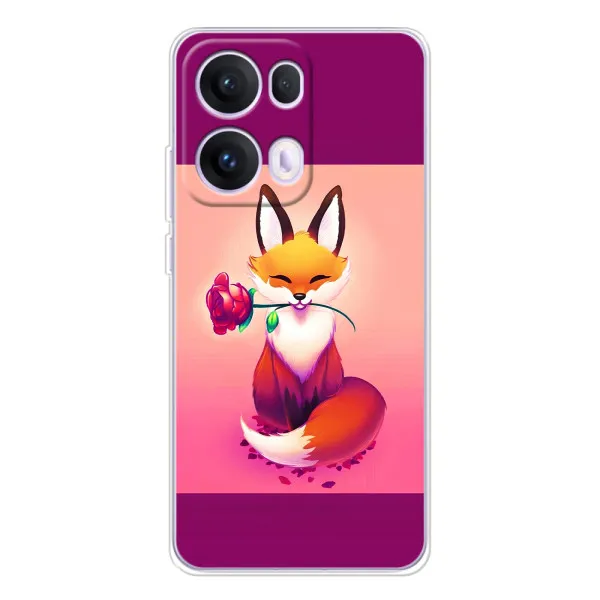 Чохол з принтом «Лиса з трояндою» для OPPO Reno 13 Pro 5G