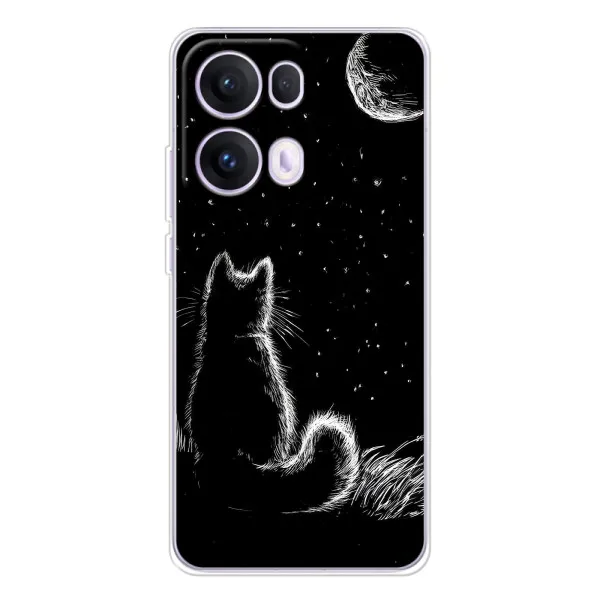 Чехол с принтом «Котик и луна» для OPPO Reno 13 Pro 5G