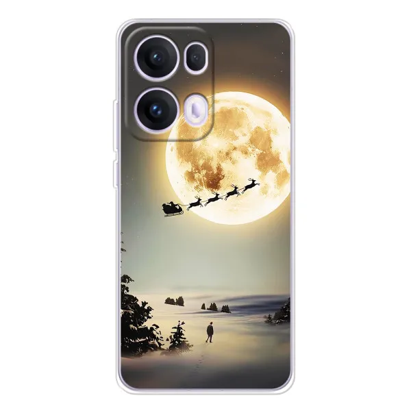 Чехол с принтом «Санта на луне» для OPPO Reno 13 Pro 5G