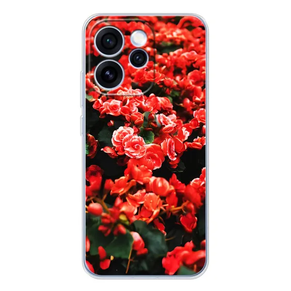 Чехол с принтом «Цветы красные» для OPPO Reno 15 Pro