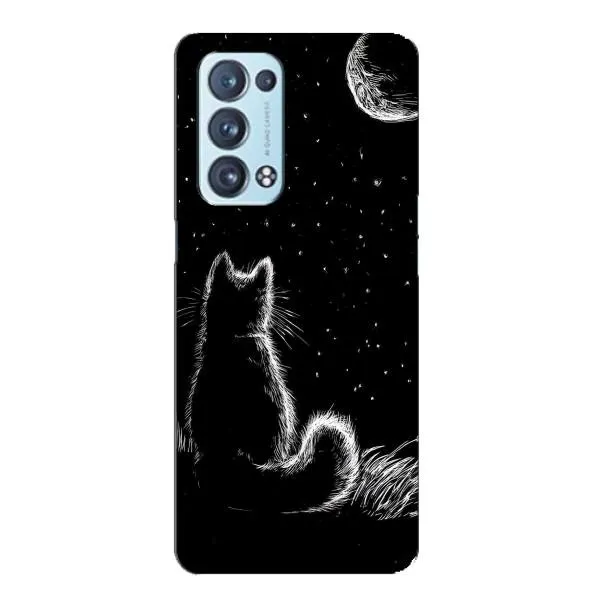 Чехол с принтом «Котик и луна» для OPPO Reno6 Pro 5G