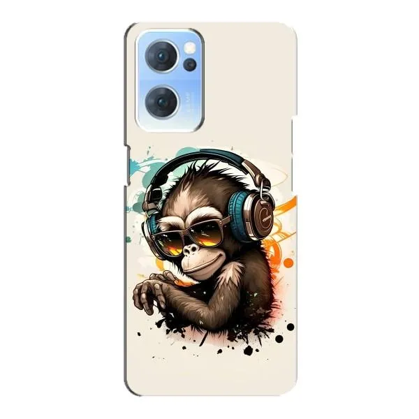 Чехол с принтом «Макака в наушниках» для OPPO Reno7 5G
