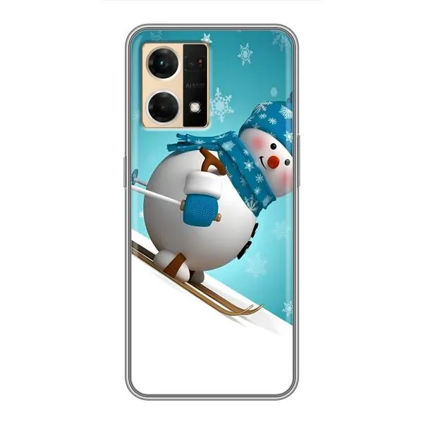 Чехол с принтом «Снеговик на лыжах» для OPPO Reno7 4G