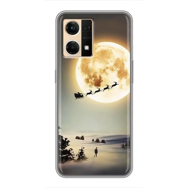 Чехол с принтом «Санта на луне» для OPPO Reno7 4G