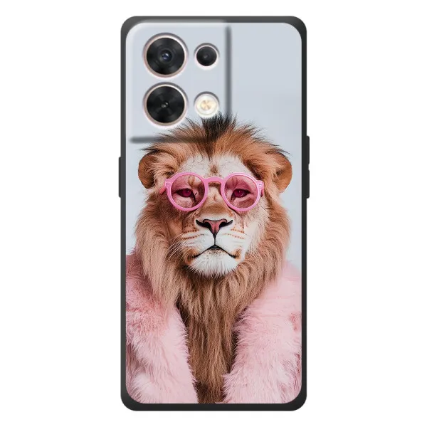 Чехол с принтом «Лев в очках» для OPPO Reno 8 5G