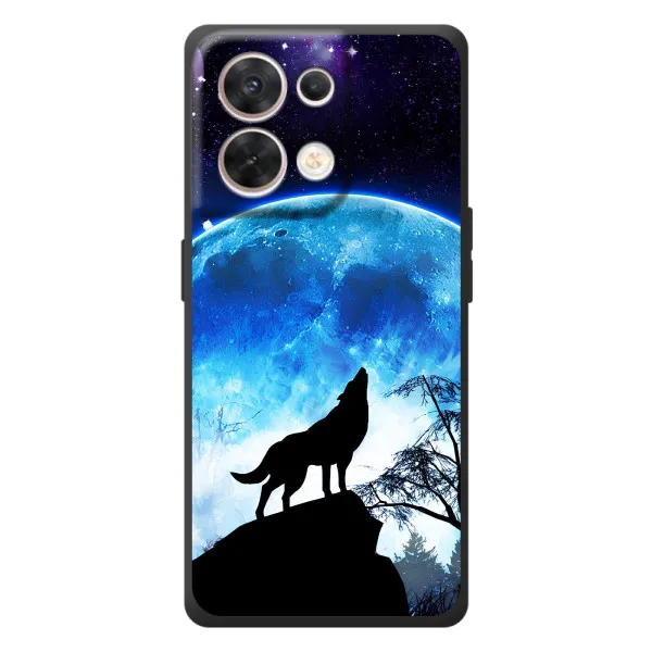 Чехол с принтом «Волк на луну» для OPPO Reno 8 5G