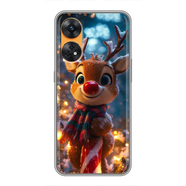Чехол с принтом «Олень с шарфом» для OPPO Reno 8T Чехол с принтом «Олень с шарфом» для OPPO Reno 8T