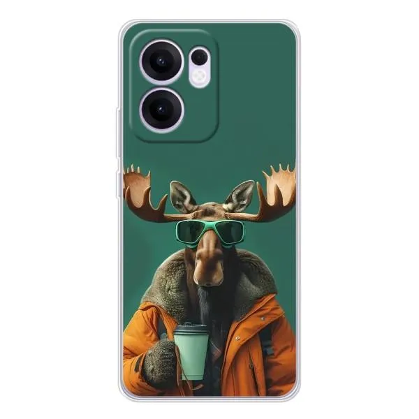 Чехол с принтом «Лось с кофе» для OPPO Reno13 F