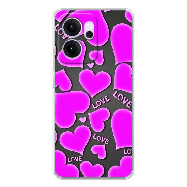 Чехол с принтом «Pink hearts» для OPPO Reno14 F