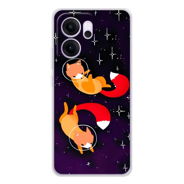 Чехол с принтом «Лисички космонавты» для OPPO Reno14 FS